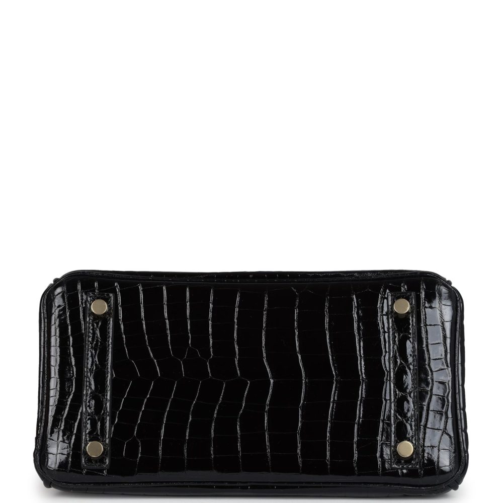 Hermes Birkin 25 Black Shiny Niloticus Crocodile Gold Hardware - Image 6
