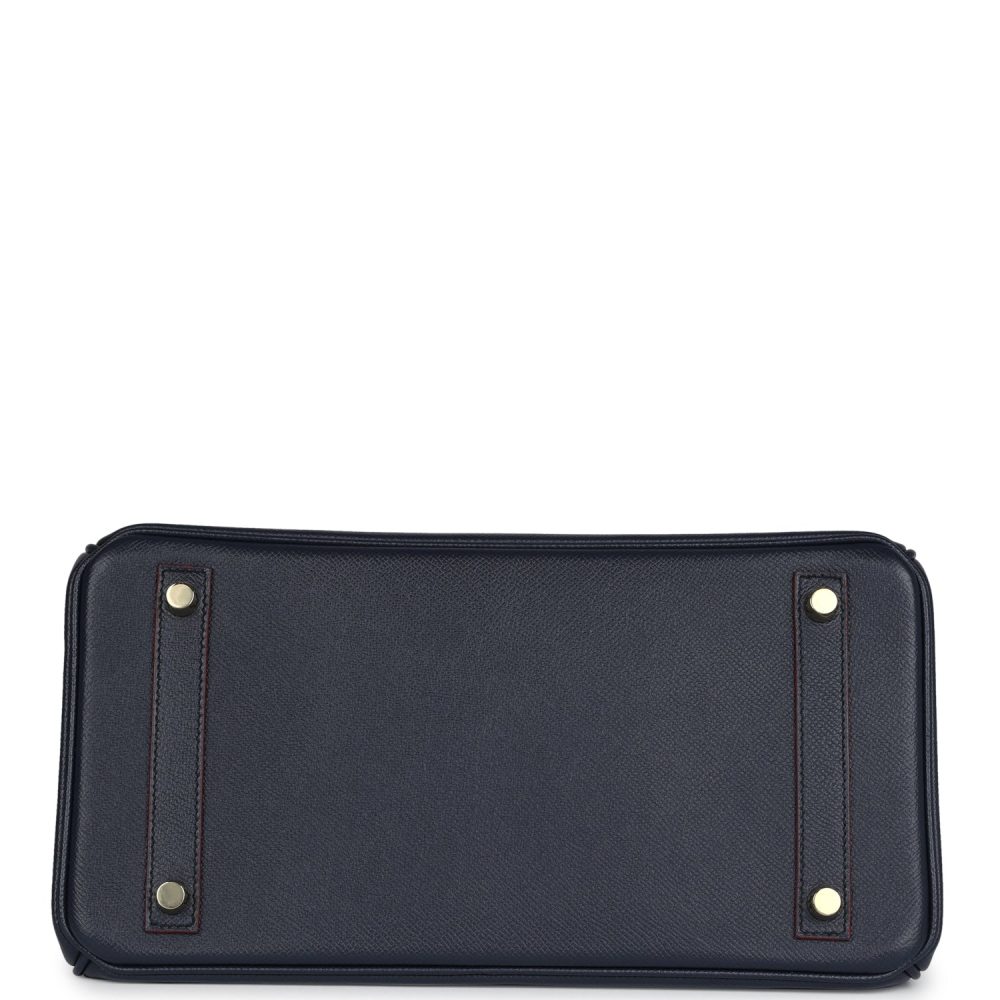 Hermes Birkin 30 Bleu Indigo and Rouge H Contour Epsom Gold Hardware - Image 6