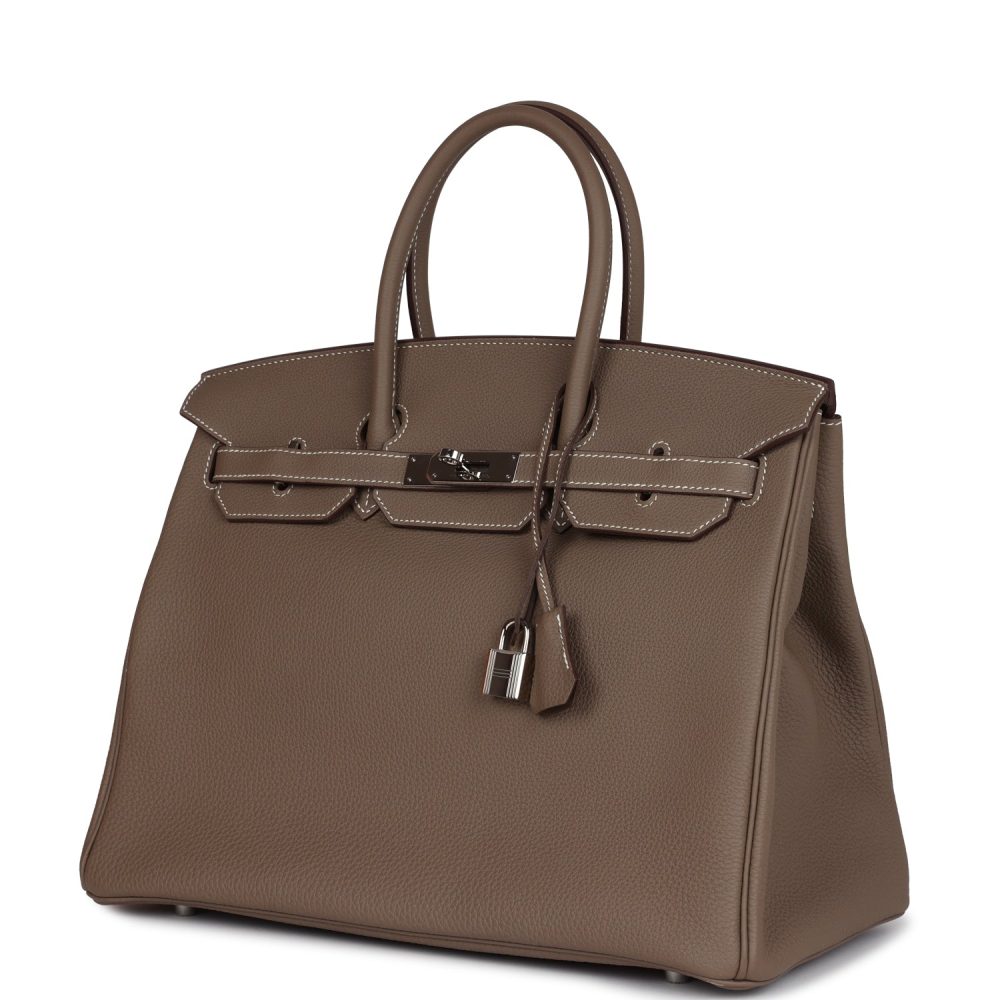 Pre-owned Hermes Birkin 35 Etoupe Togo Palladium Hardware - Image 5