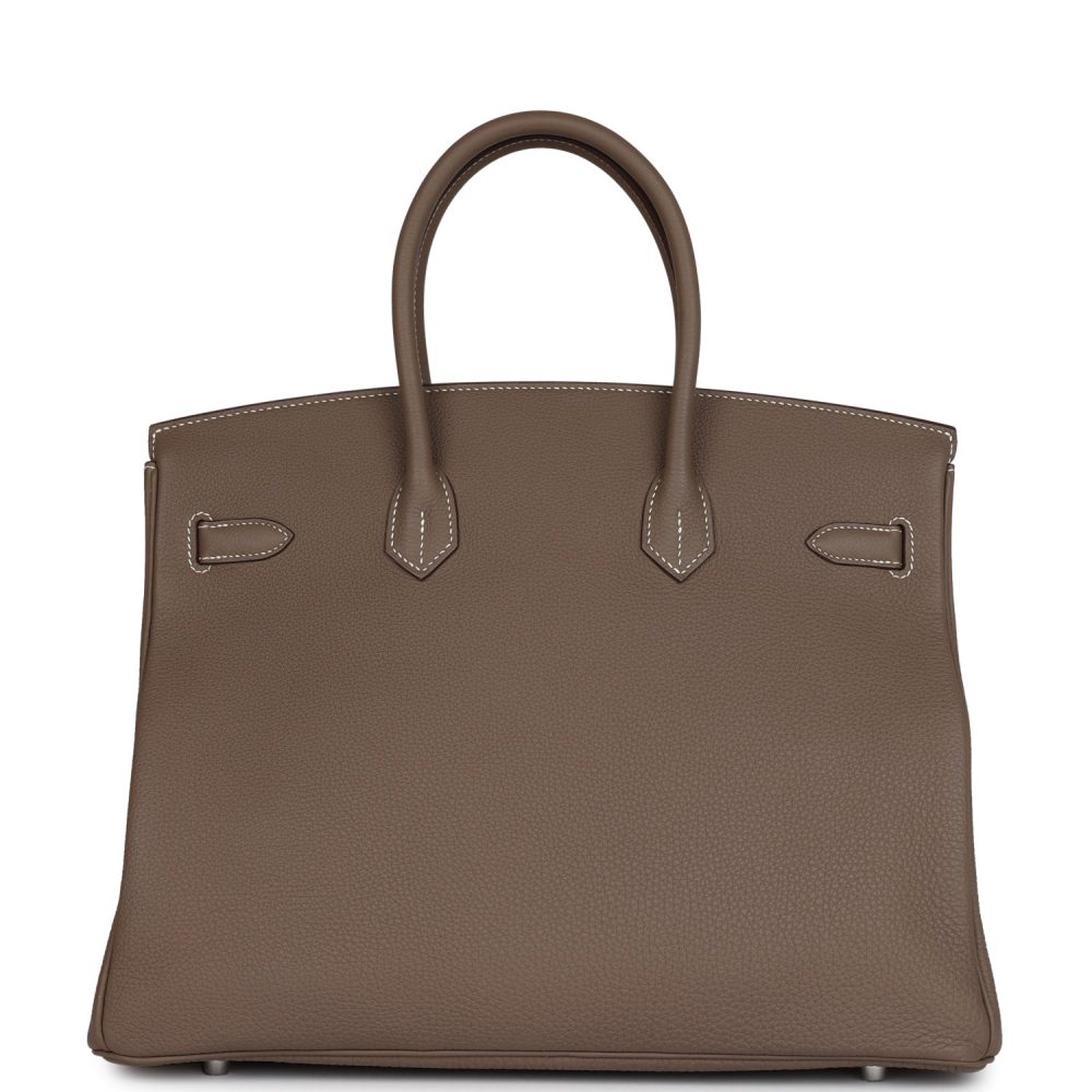 Pre-owned Hermes Birkin 35 Etoupe Togo Palladium Hardware - Image 4