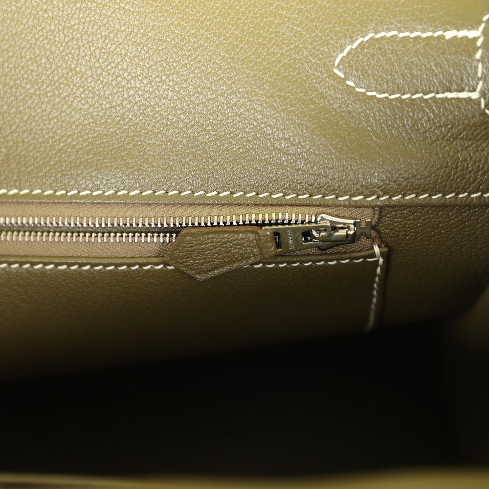 Pre-owned Hermes Birkin 35 Kiwi Candy Epsom Palladium Hardware - Image 9