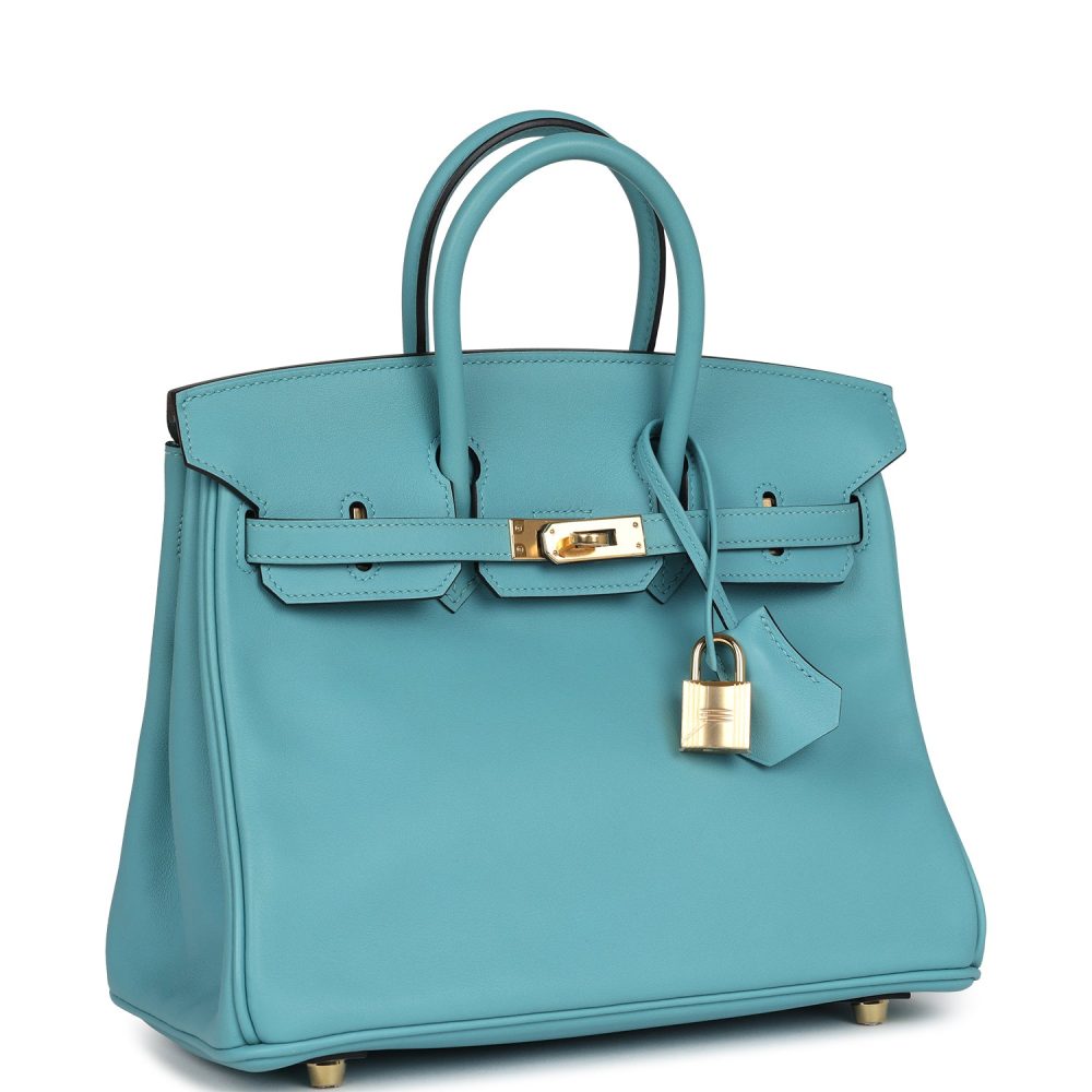 Pre-owned Hermes Birkin 25 Bleu Saint Cyr Swift Gold Hardware - Image 2