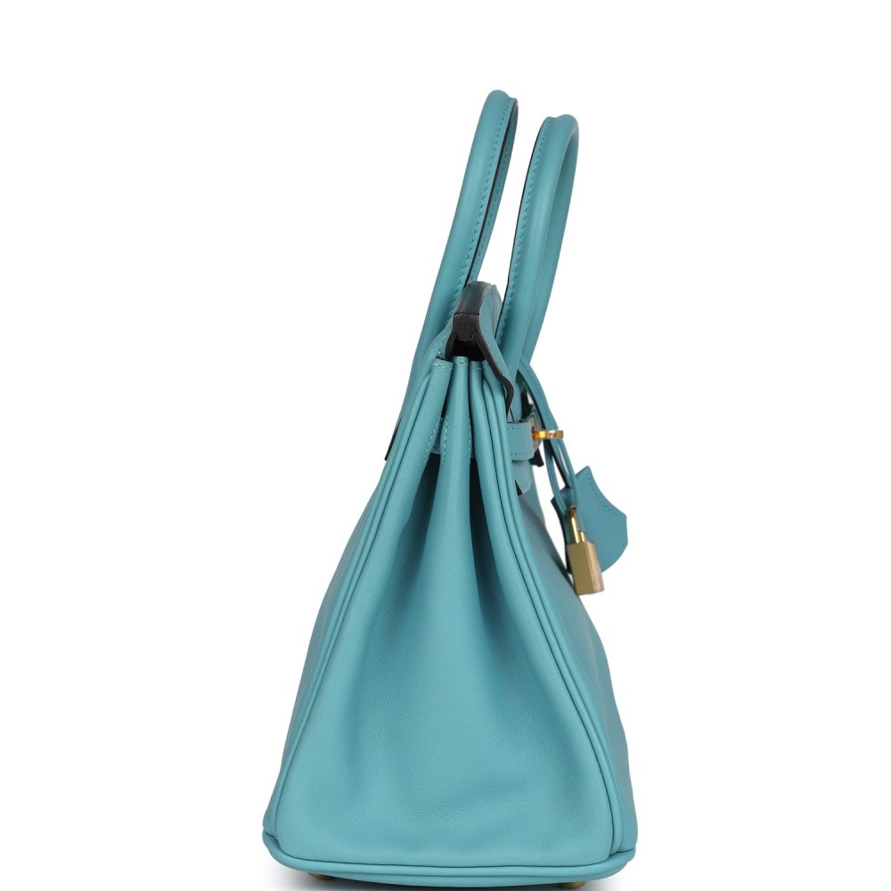 Pre-owned Hermes Birkin 25 Bleu Saint Cyr Swift Gold Hardware - Image 3