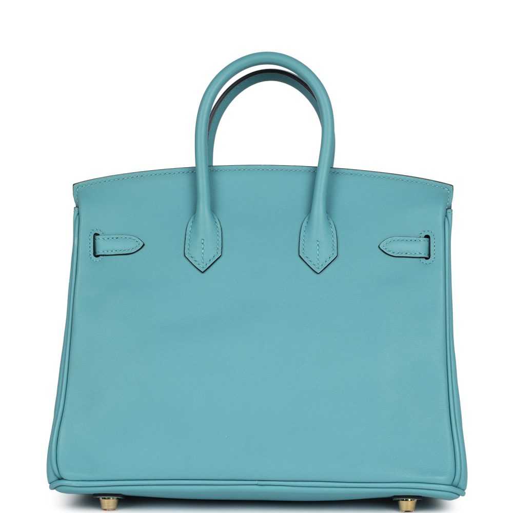Pre-owned Hermes Birkin 25 Bleu Saint Cyr Swift Gold Hardware - Image 4