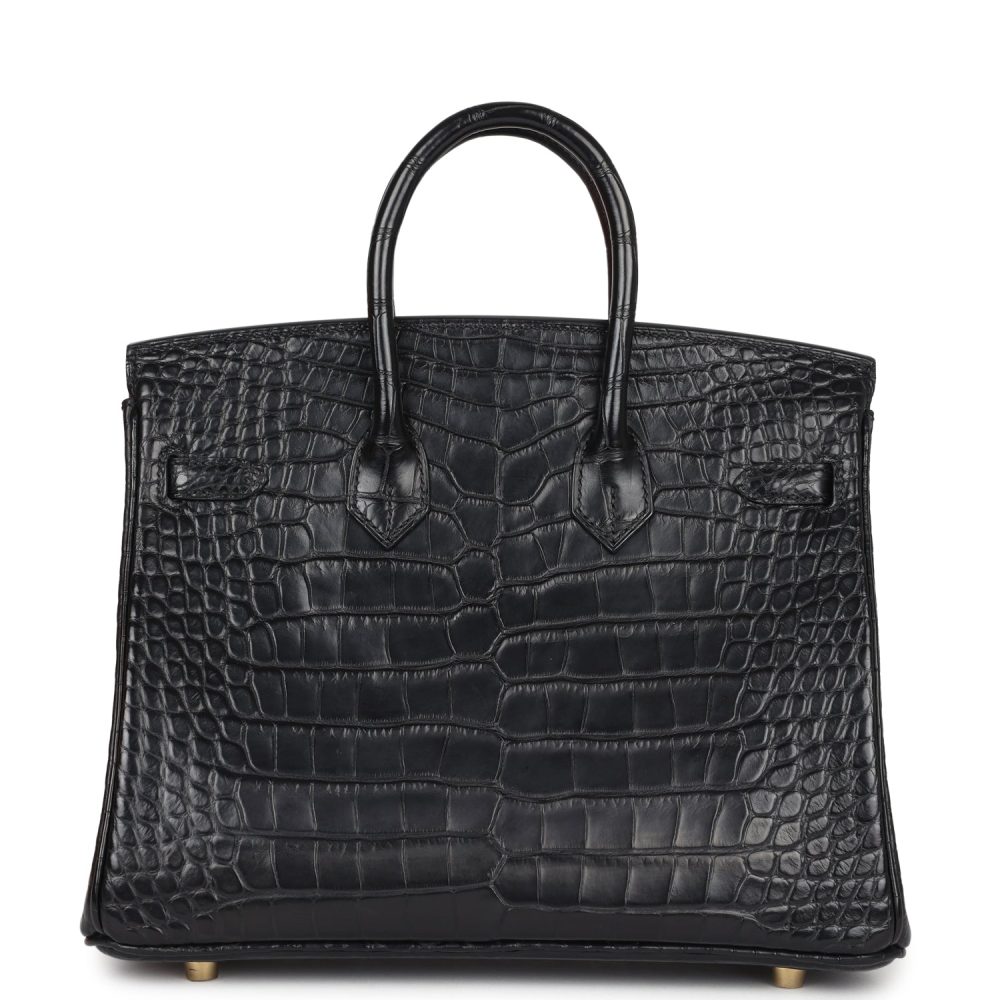 Hermes Birkin 25 Black Matte Alligator Gold Hardware - Image 4