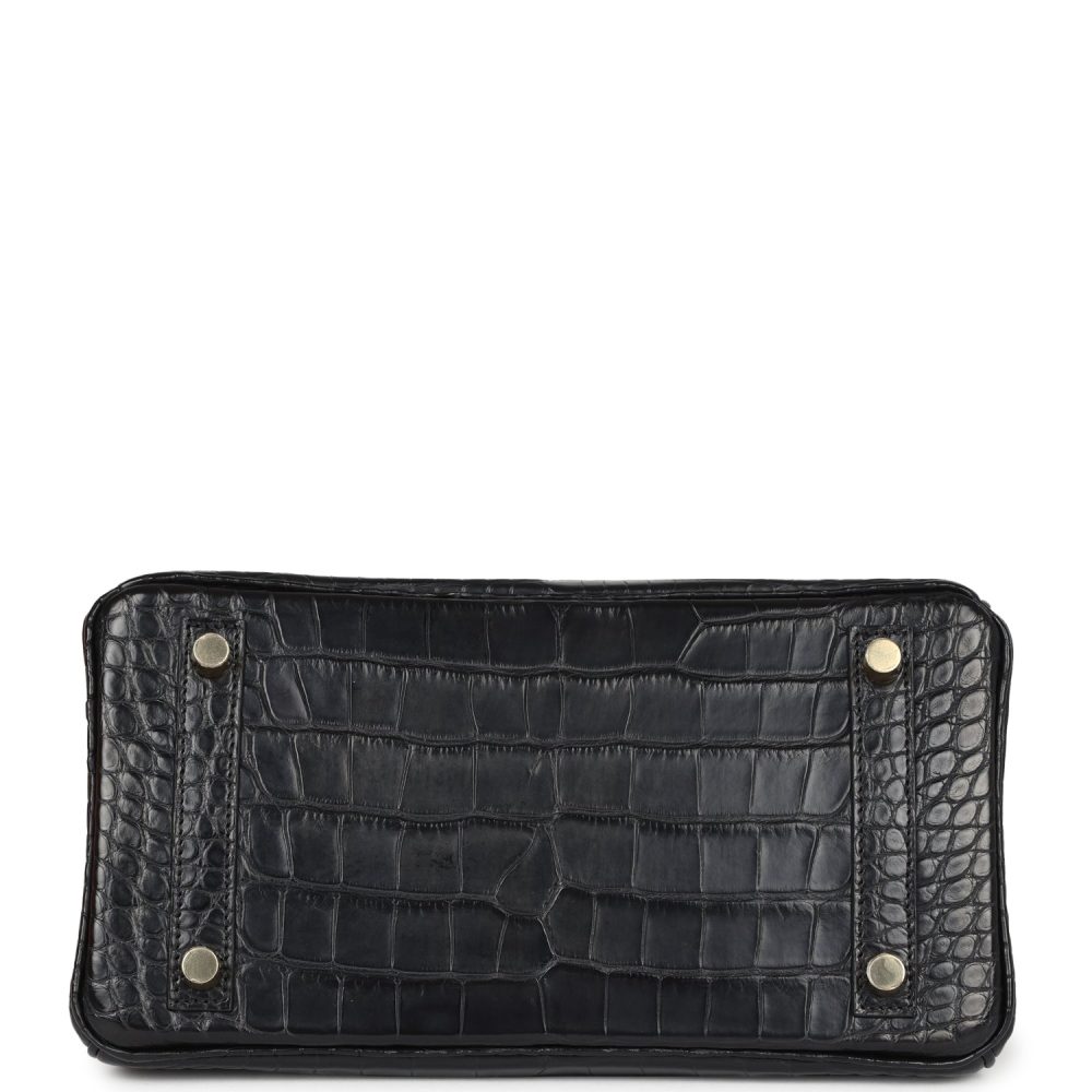 Hermes Birkin 25 Black Matte Alligator Gold Hardware - Image 6