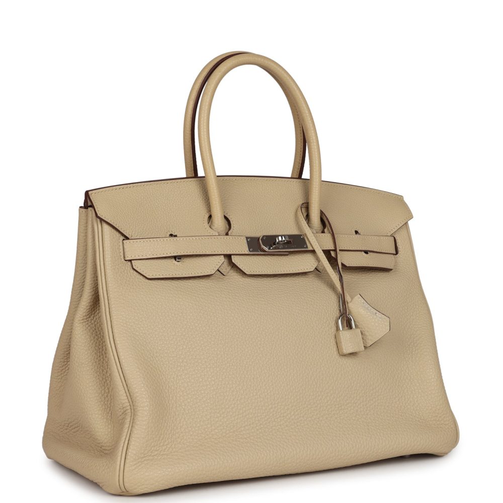 Pre-owned Hermes Birkin 35 Parchemin Togo Palladium Hardware - Image 2