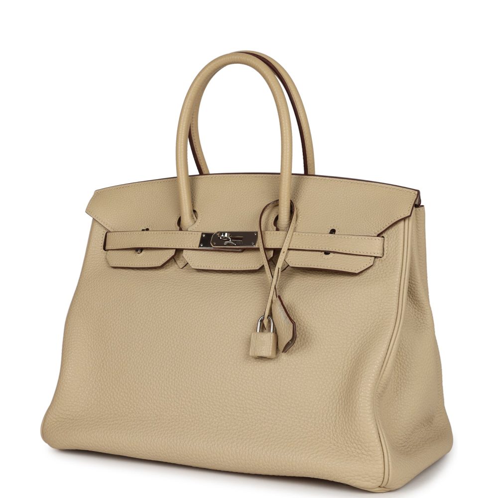 Pre-owned Hermes Birkin 35 Parchemin Togo Palladium Hardware - Image 3