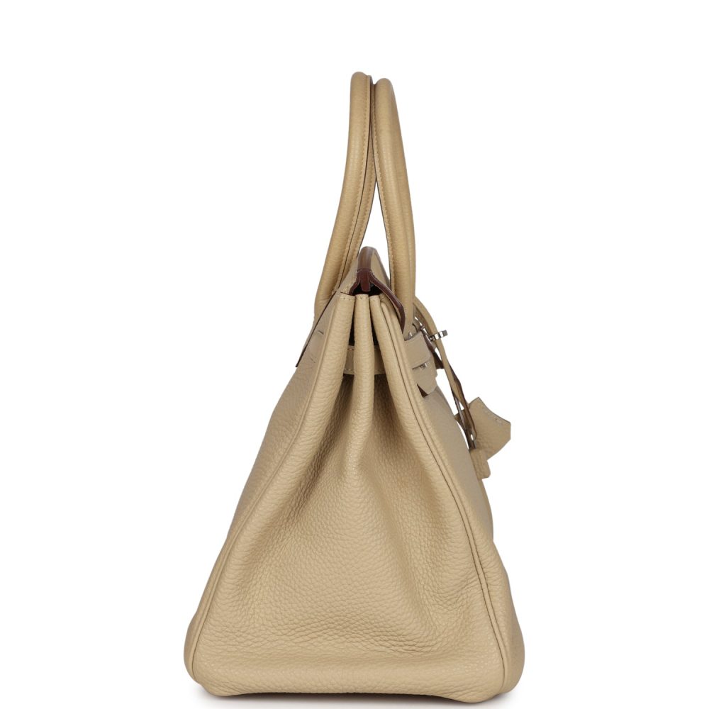 Pre-owned Hermes Birkin 35 Parchemin Togo Palladium Hardware - Image 4