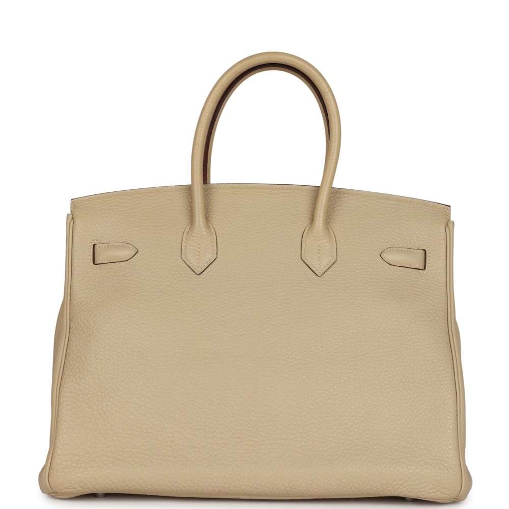 Pre-owned Hermes Birkin 35 Parchemin Togo Palladium Hardware - Image 5