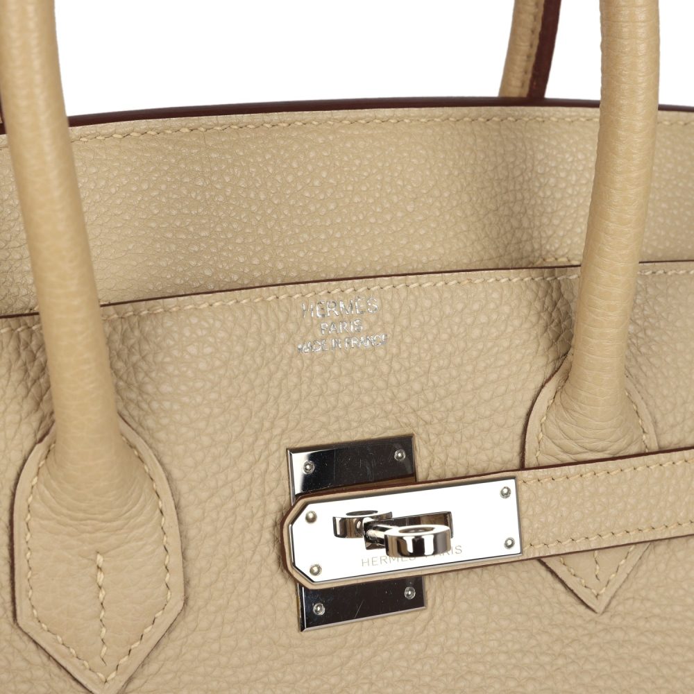Pre-owned Hermes Birkin 35 Parchemin Togo Palladium Hardware - Image 7