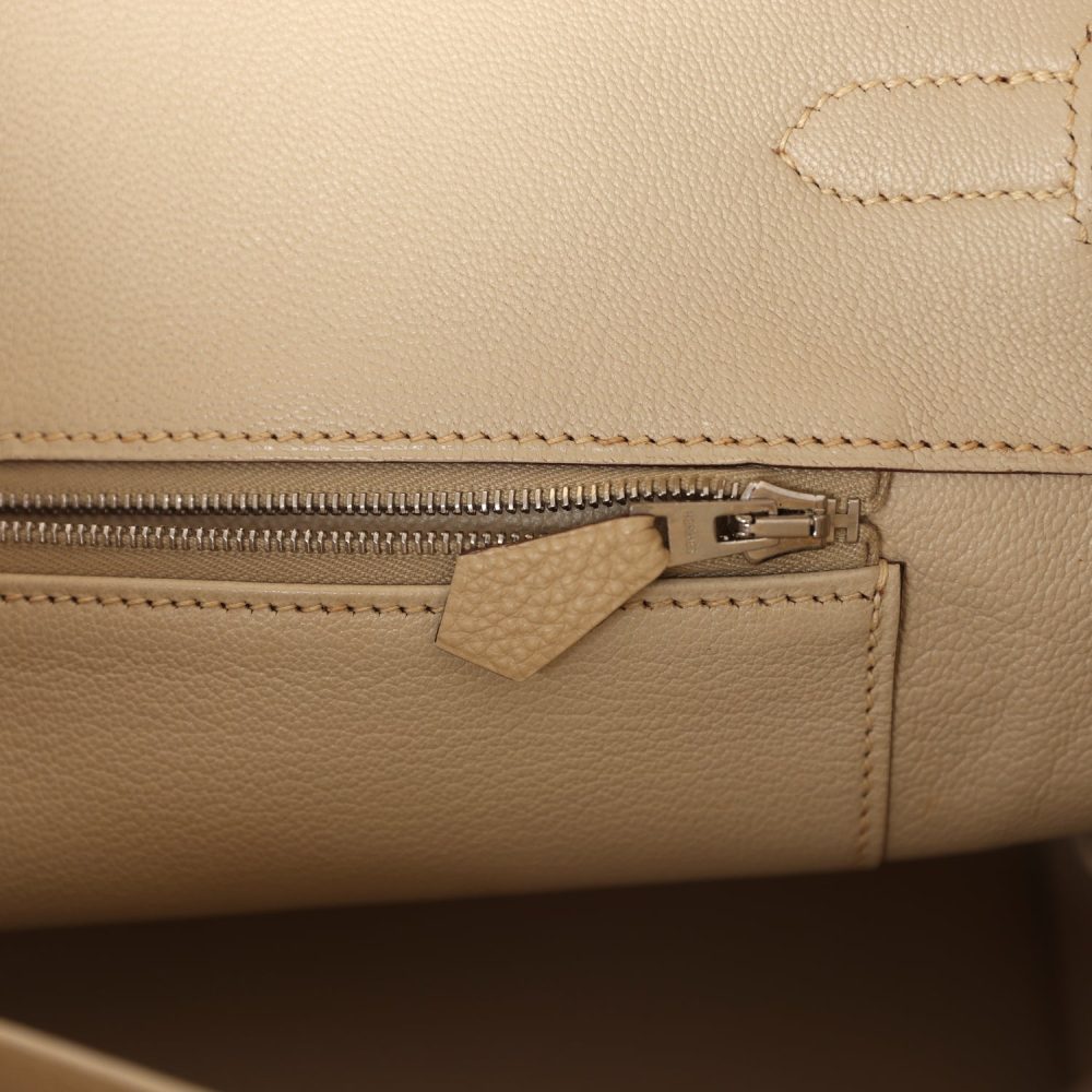 Pre-owned Hermes Birkin 35 Parchemin Togo Palladium Hardware - Image 9
