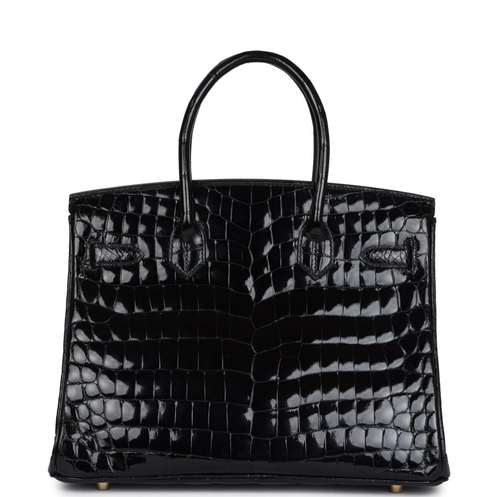 Hermes Birkin 30 Black Shiny Crocodile Niloticus Gold Hardware - Image 4