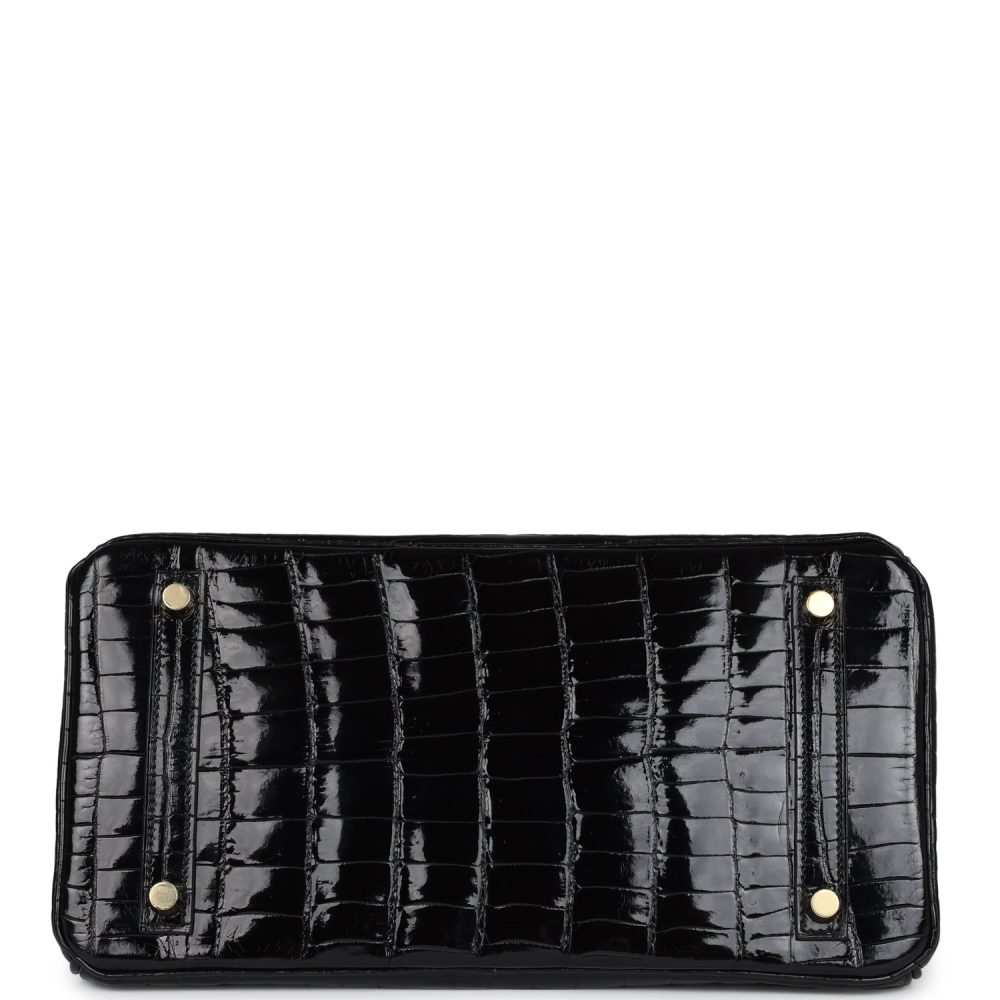 Hermes Birkin 30 Black Shiny Crocodile Niloticus Gold Hardware - Image 6