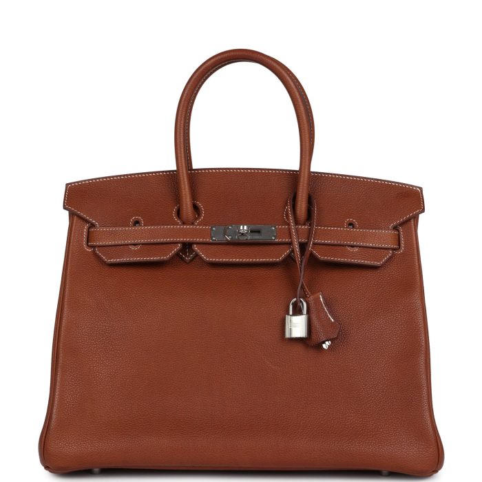 Pre-owned Hermes Birkin 35 Fauve Barenia Faubourg Palladium Hardware