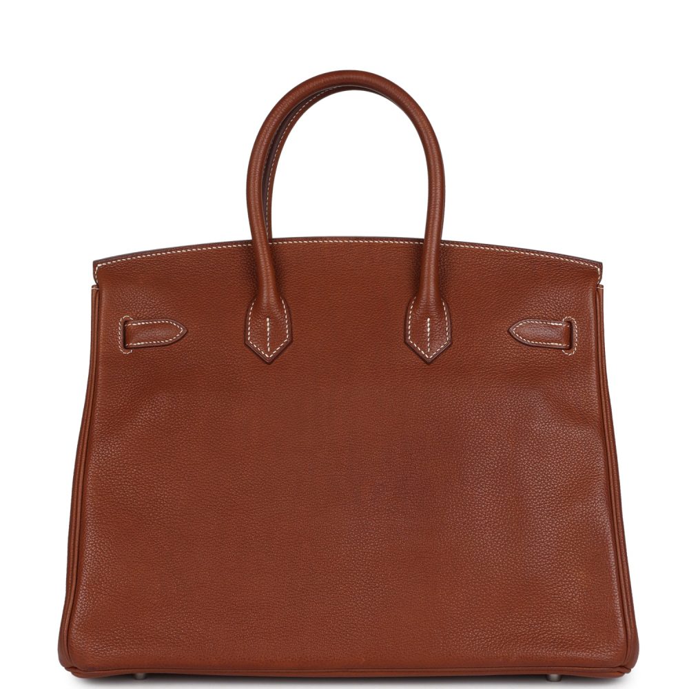 Pre-owned Hermes Birkin 35 Fauve Barenia Faubourg Palladium Hardware - Image 4