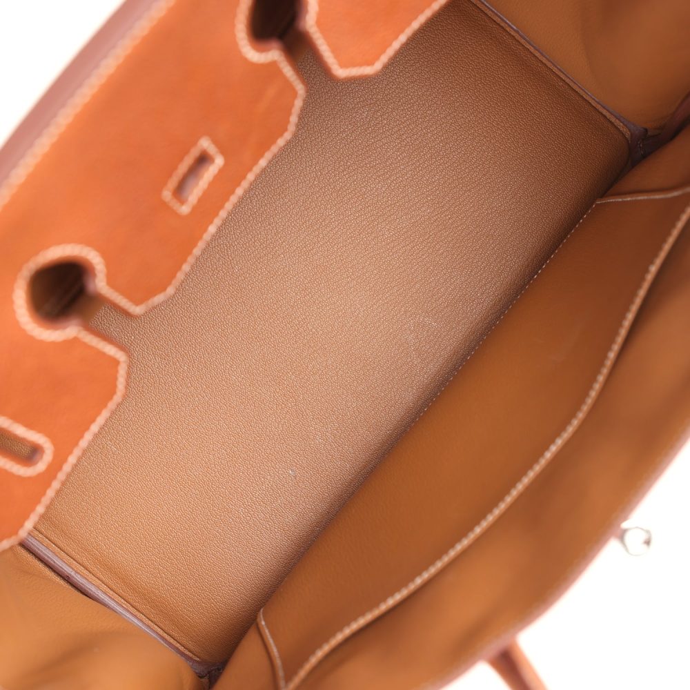Pre-owned Hermes Birkin 35 Fauve Barenia Faubourg Palladium Hardware - Image 8