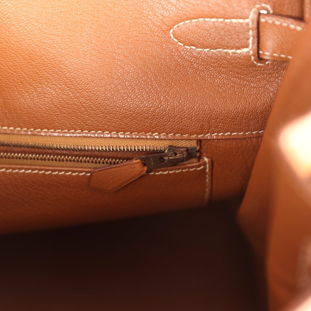 Vintage Hermes Birkin 35 Blue Denim and Gold Gulliver Gold Hardware - Image 10