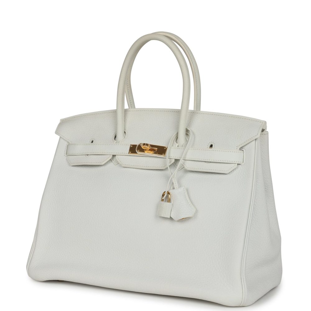 Pre-owned Hermes Birkin 35 White Clemence Gold Hardware - Image 5