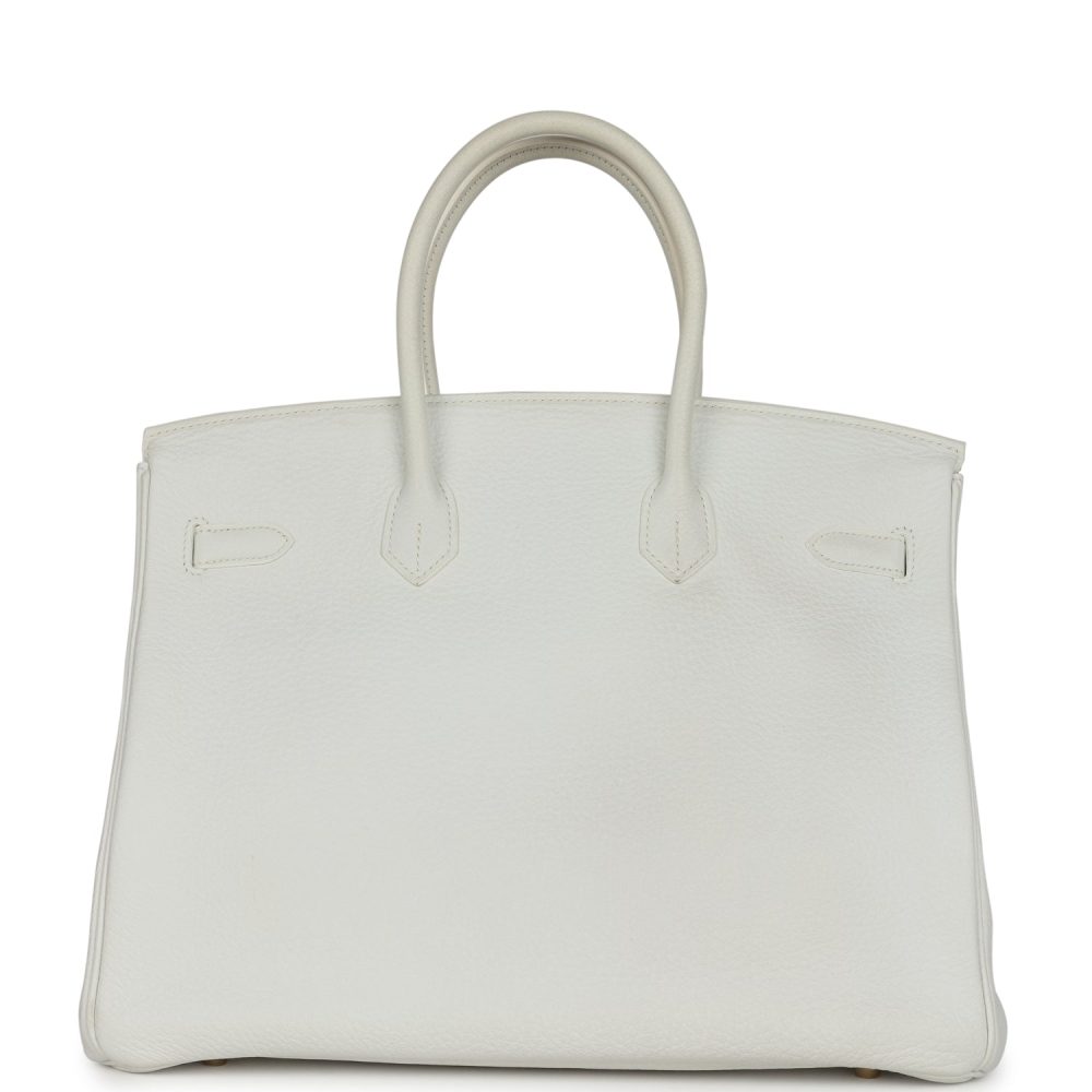 Pre-owned Hermes Birkin 35 White Clemence Gold Hardware - Image 4