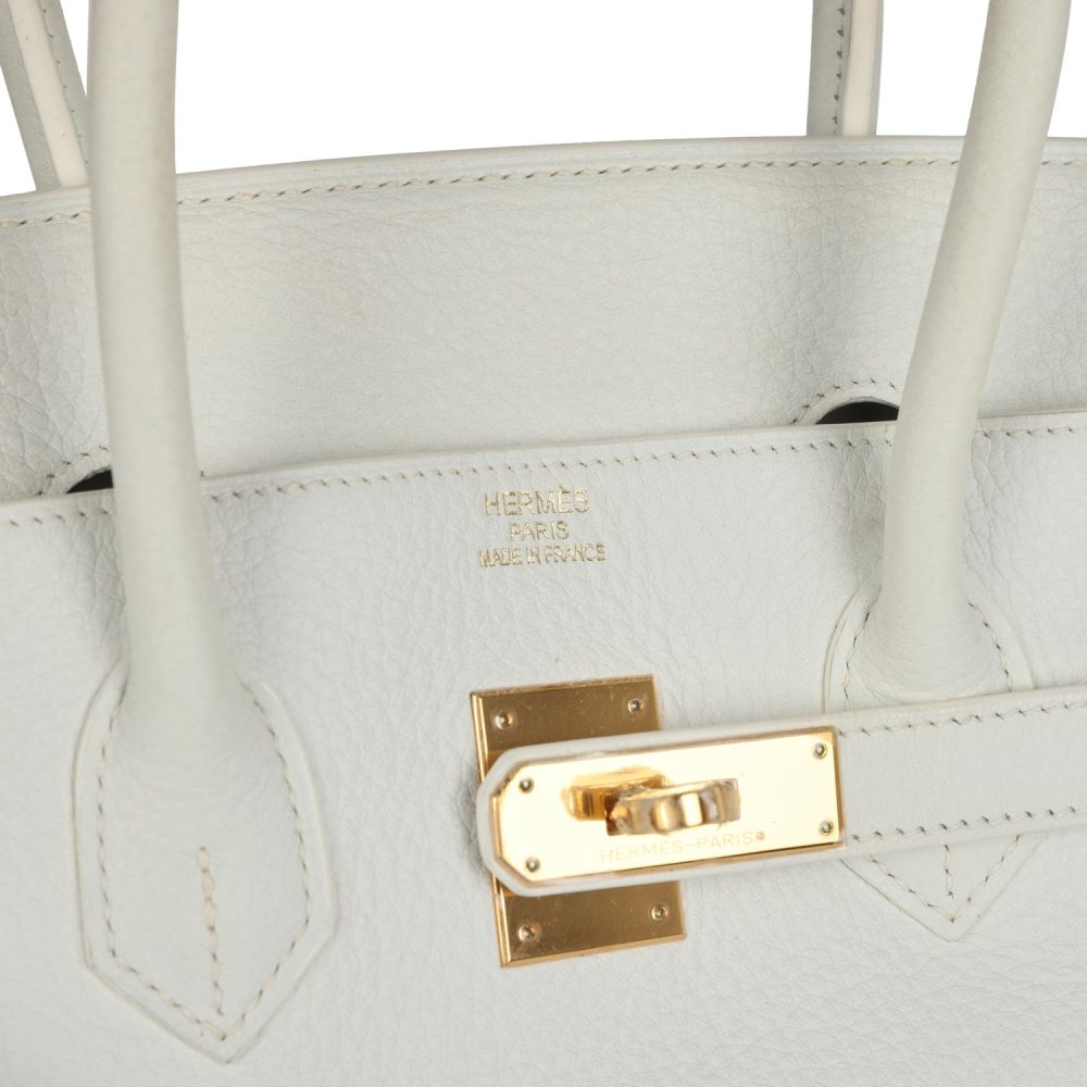 Pre-owned Hermes Birkin 35 White Clemence Gold Hardware - Image 7