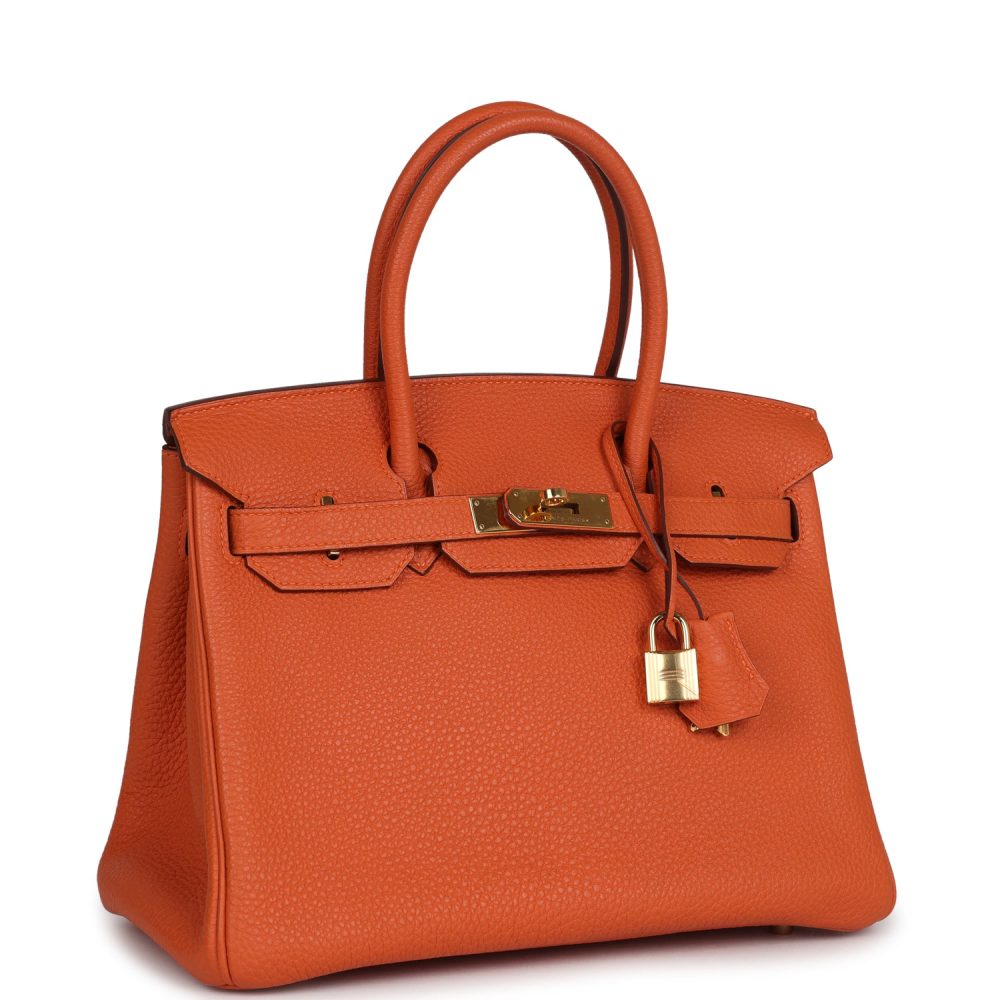 Pre-owned Hermes Birkin 30 Orange Togo Gold Hardware - Image 2