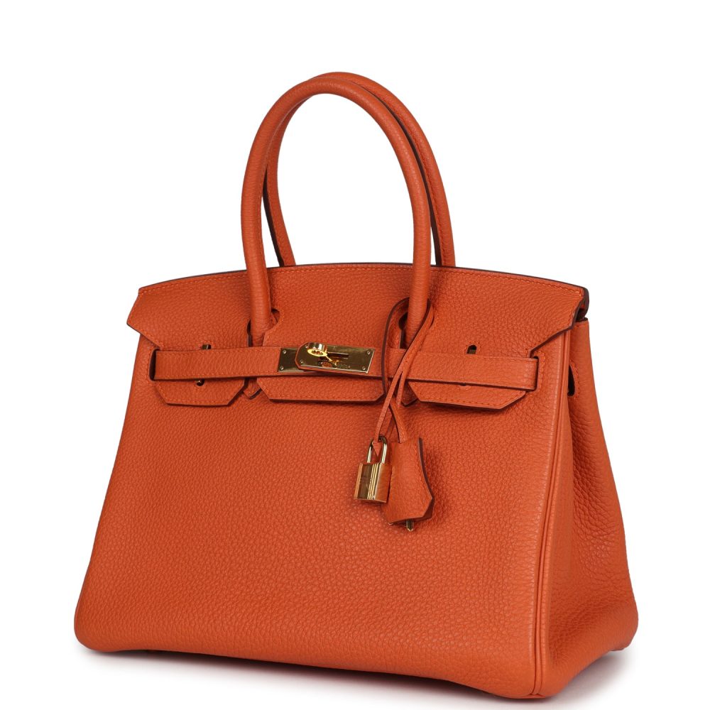 Pre-owned Hermes Birkin 30 Orange Togo Gold Hardware - Image 5