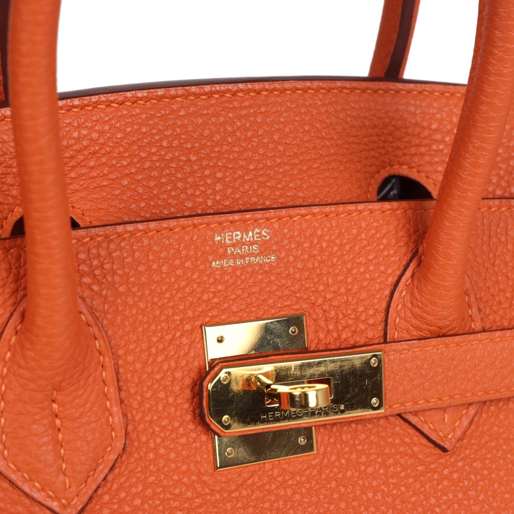 Pre-owned Hermes Birkin 30 Orange Togo Gold Hardware - Image 7