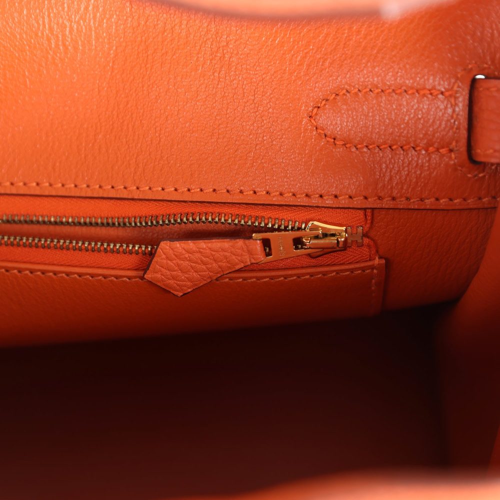 Pre-owned Hermes Birkin 30 Orange Togo Gold Hardware - Image 9