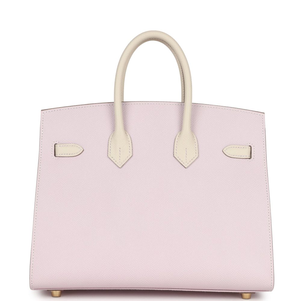 Hermes Special Order (HSS) Birkin Sellier 25 Mauve Pale and Craie Epsom Brushed Gold Hardware - Image 4