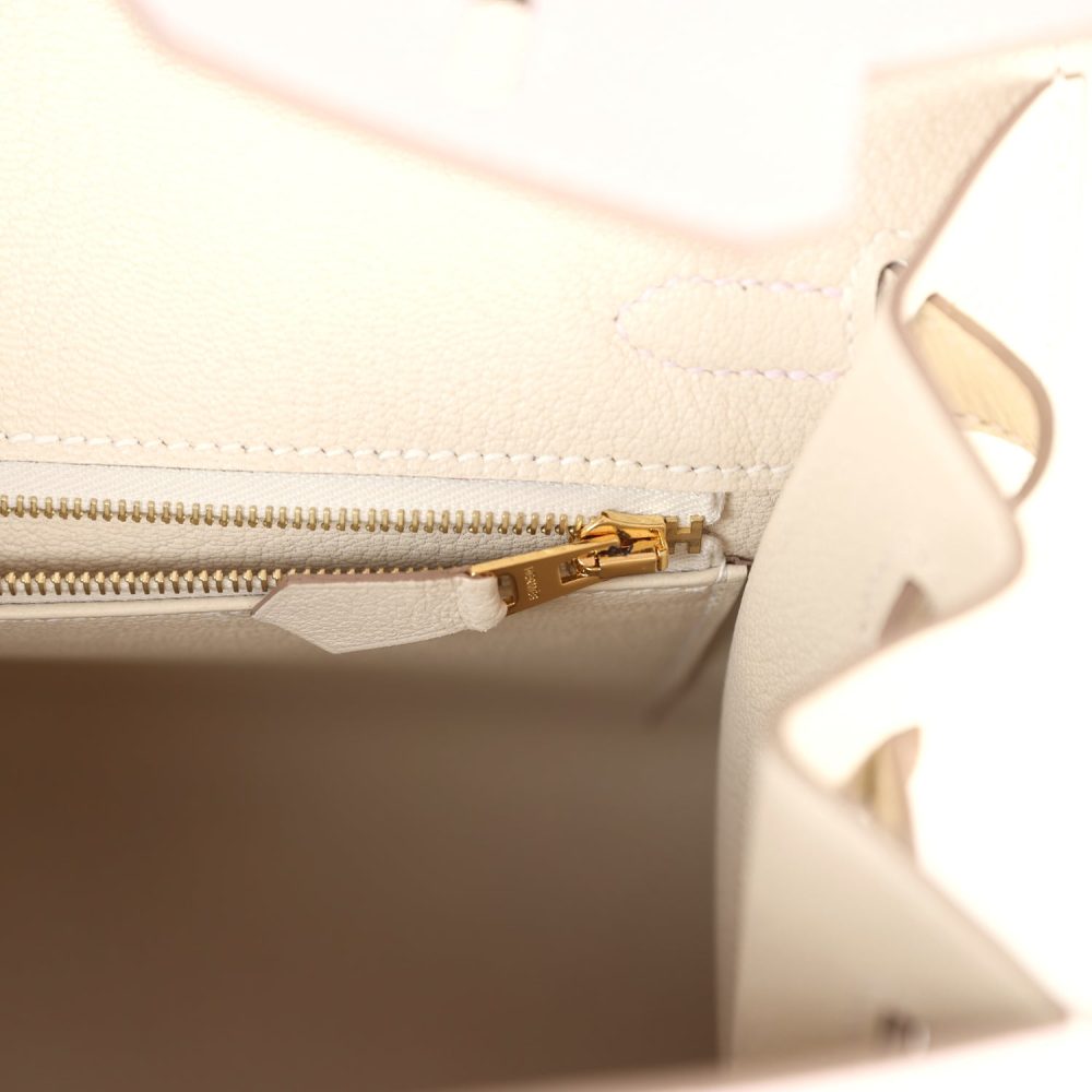 Hermes Special Order (HSS) Birkin Sellier 25 Mauve Pale and Craie Epsom Brushed Gold Hardware - Image 9