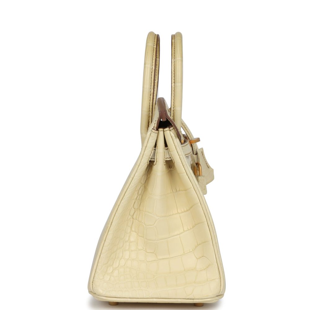 Hermes Special Order (HSS) Birkin 25 Vanille Matte Alligator Brushed Gold Hardware - Image 3