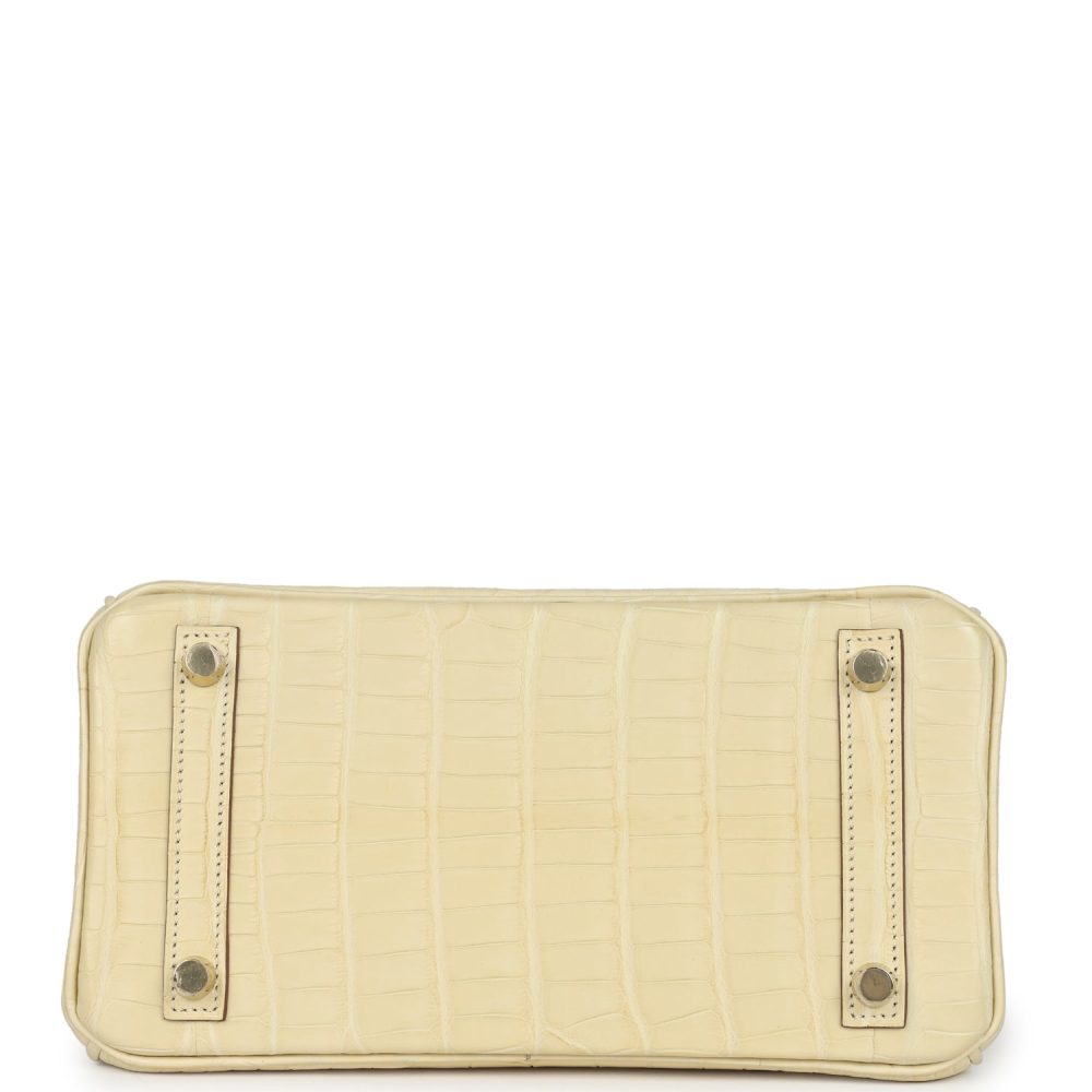 Hermes Special Order (HSS) Birkin 25 Vanille Matte Alligator Brushed Gold Hardware - Image 6