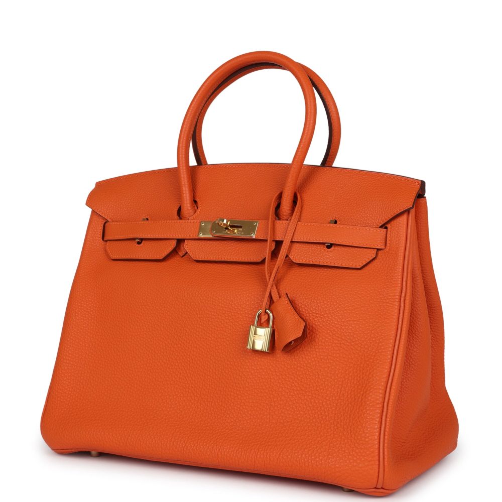 Pre-owned Hermes Birkin 35 Orange Togo Gold Hardware - Image 5