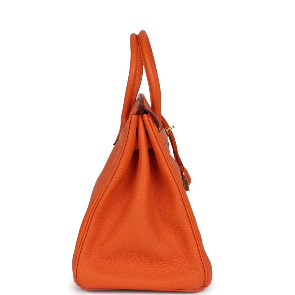 Pre-owned Hermes Birkin 35 Orange Togo Gold Hardware - Image 3