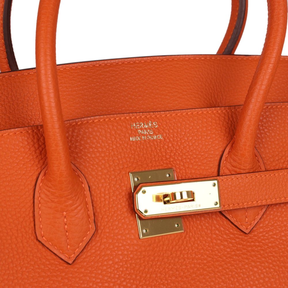 Pre-owned Hermes Birkin 35 Orange Togo Gold Hardware - Image 7