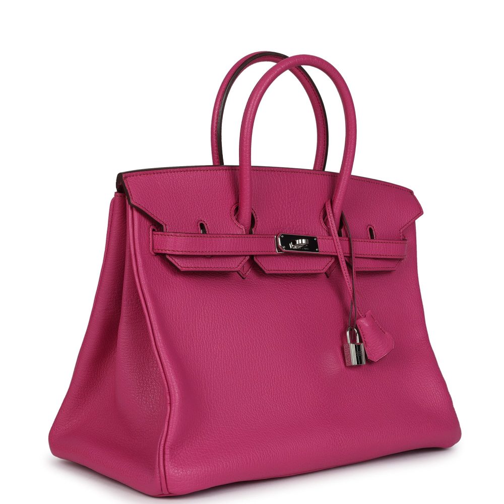 Pre-owned Hermes Birkin 35 Rose Shocking Chevre Mysore Palladium Hardware - Image 2