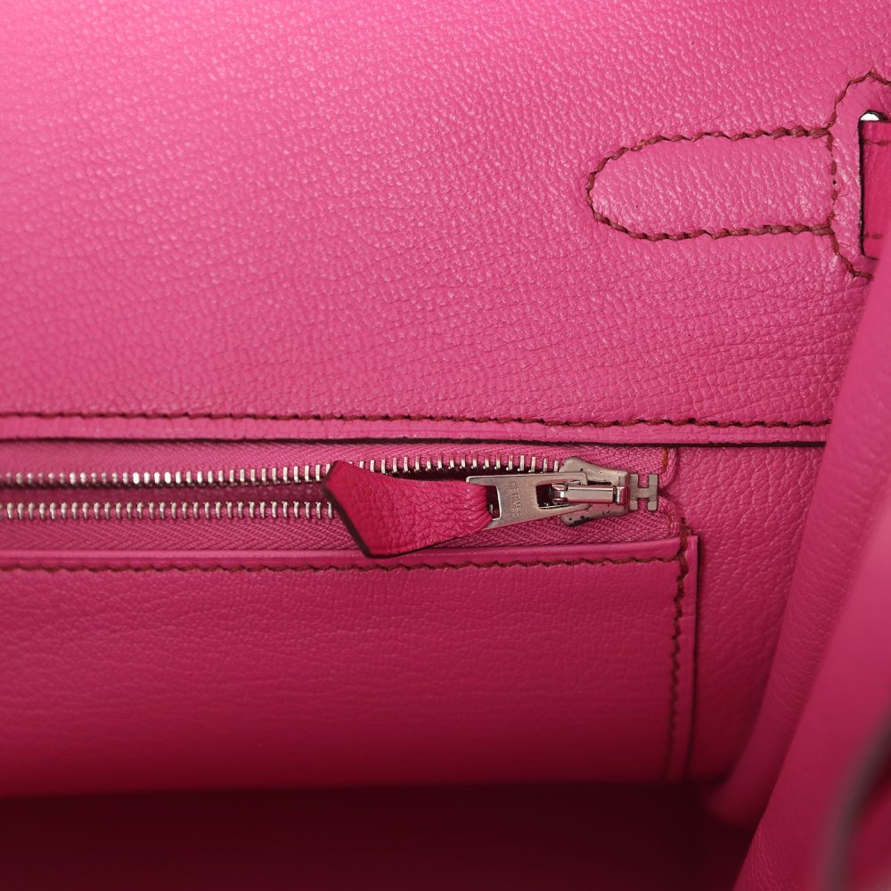 Pre-owned Hermes Birkin 35 Rose Shocking Chevre Mysore Palladium Hardware - Image 9