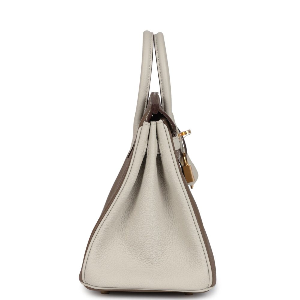 Hermes Special Order (HSS) Birkin 25 Etoupe and Craie Togo Gold Hardware - Image 3