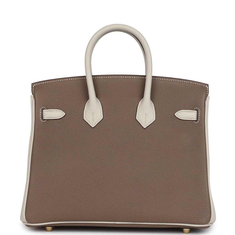 Hermes Special Order (HSS) Birkin 25 Etoupe and Craie Togo Gold Hardware - Image 4