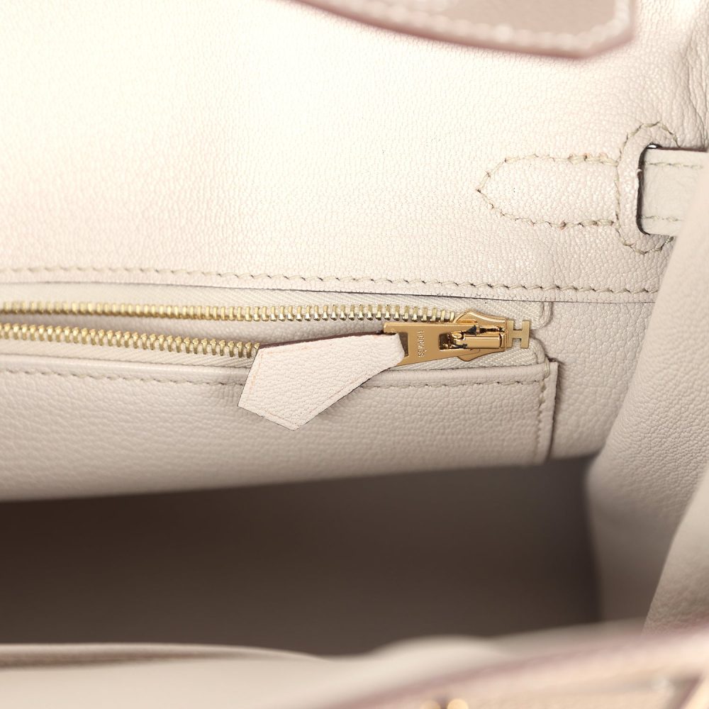 Hermes Special Order (HSS) Birkin 25 Etoupe and Craie Togo Gold Hardware - Image 9