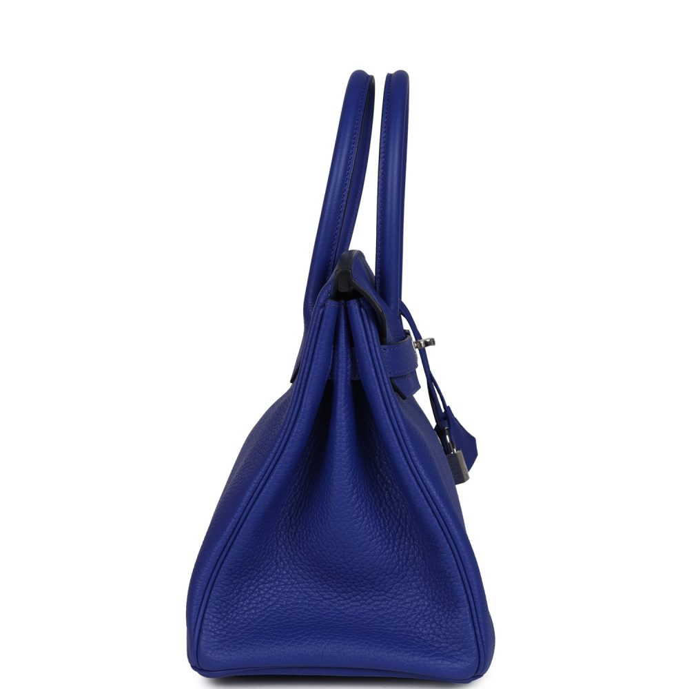 Hermes Birkin 30 Bleu Electric Clemence Palladium Hardware - Image 3