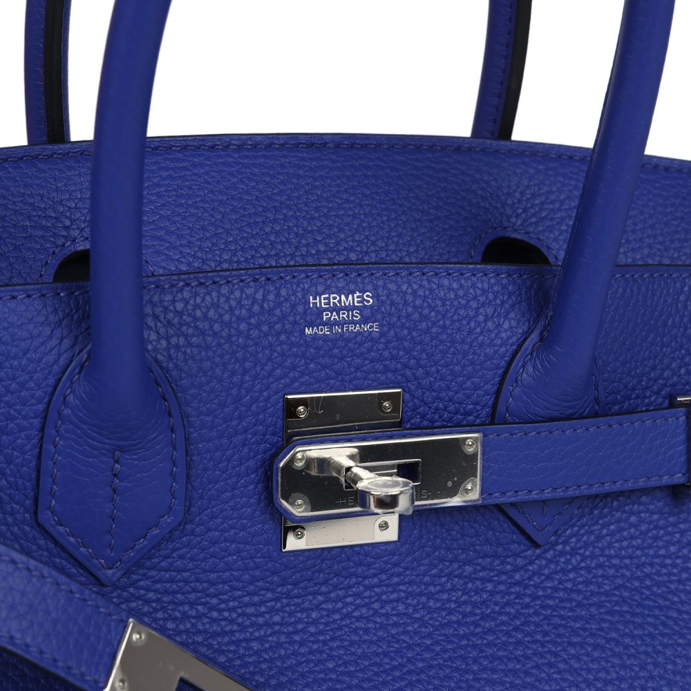 Hermes Birkin 30 Bleu Electric Clemence Palladium Hardware - Image 7