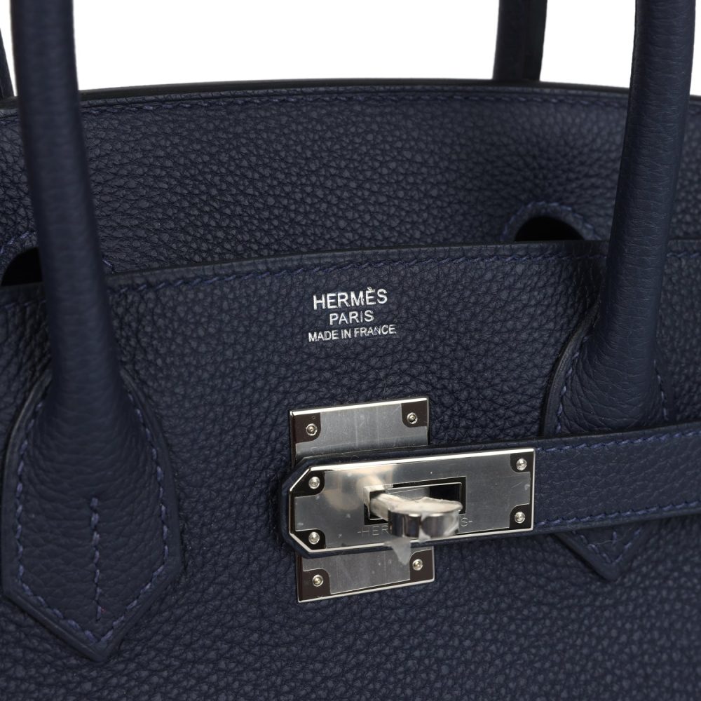 Hermes Birkin 30 Bleu Nuit Togo Palladium Hardware - Image 7