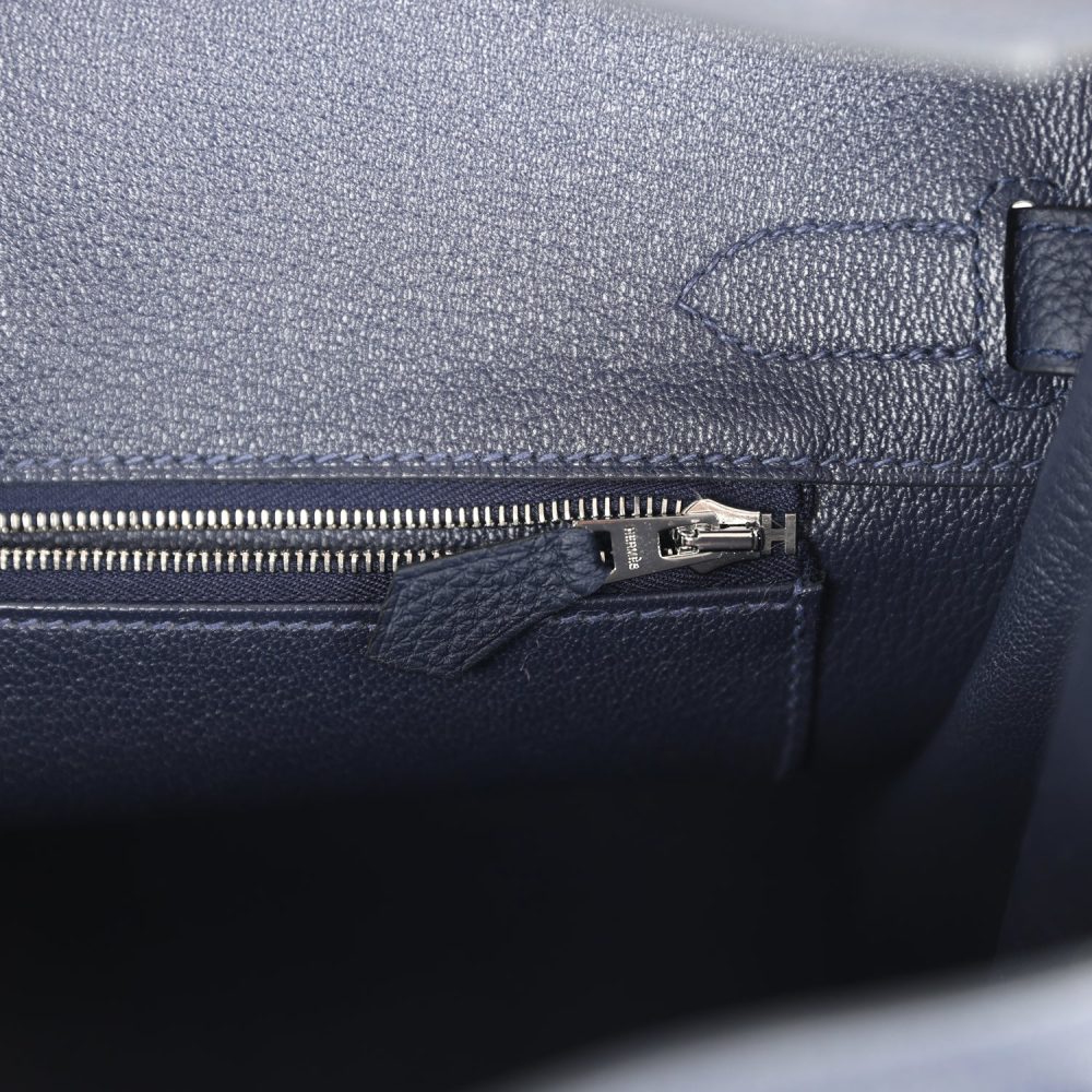 Hermes Birkin 30 Bleu Nuit Togo Palladium Hardware - Image 9
