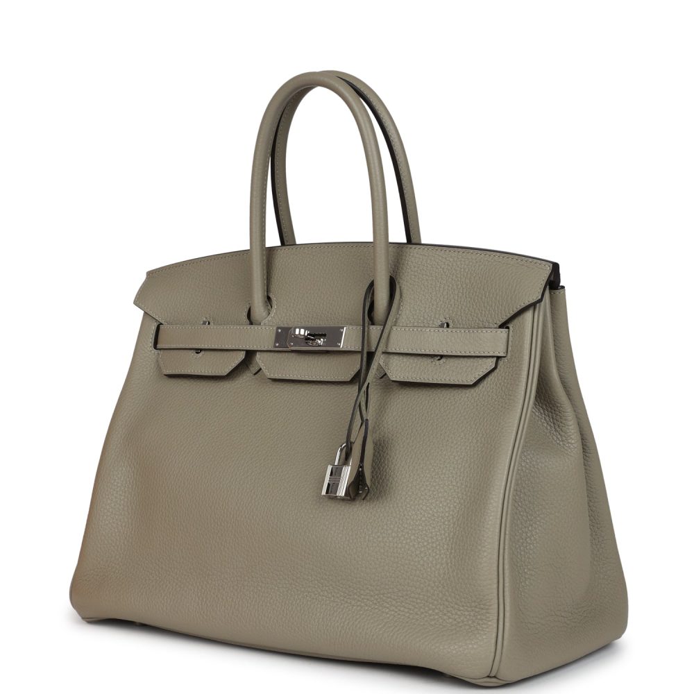 Pre-owned Hermes Birkin 35 Sauge Togo Palladium Hardware - Image 5