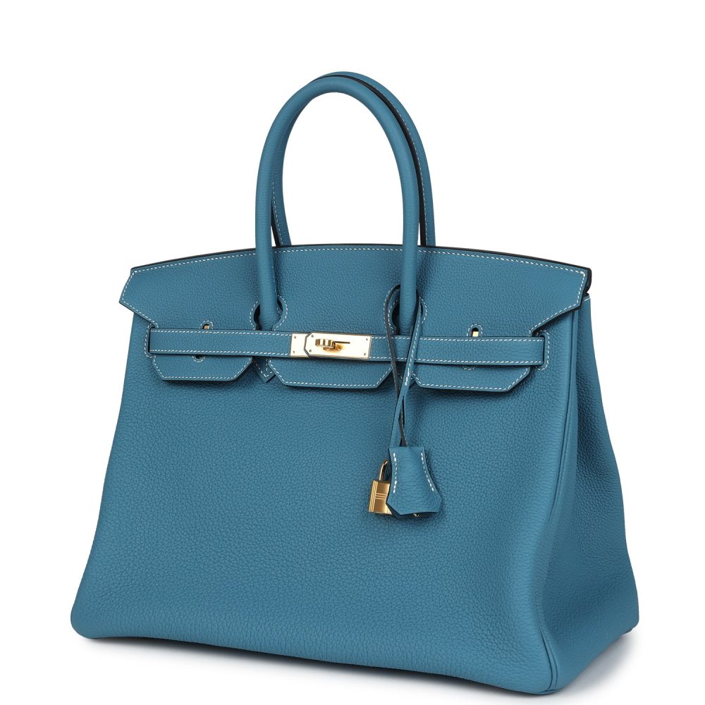 Hermes Birkin 35 Blue Jean Togo Gold Hardware - Image 3