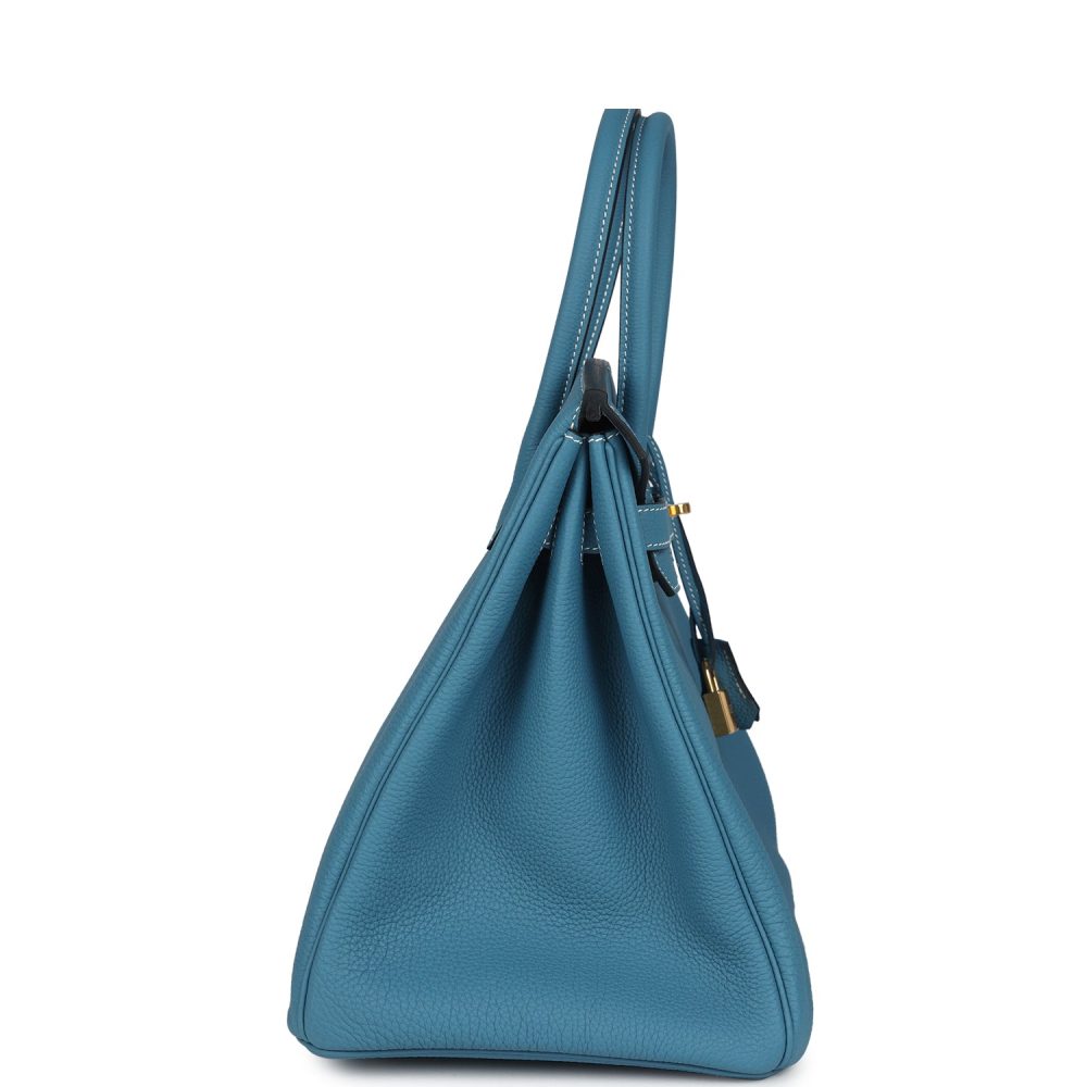 Hermes Birkin 35 Blue Jean Togo Gold Hardware - Image 4