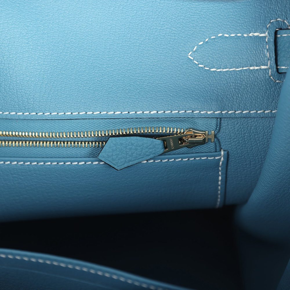 Hermes Birkin 35 Blue Jean Togo Gold Hardware - Image 9
