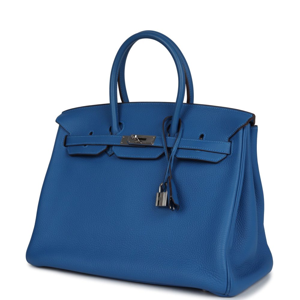 Pre-owned Hermes Birkin 35 Mykonos Togo Palladium Hardware - Image 5